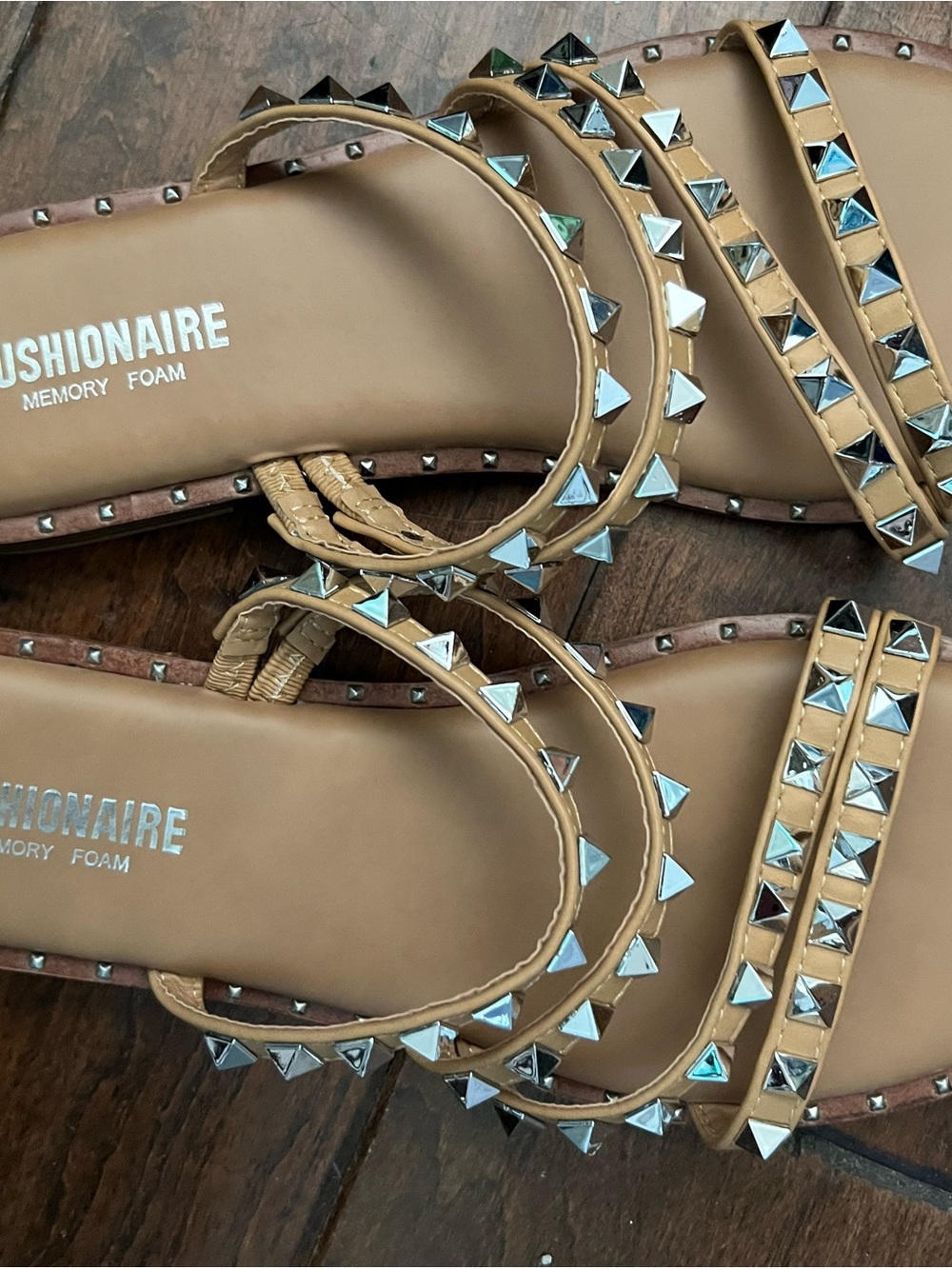 Cushionaire Studded Gladiator Sandals | Tan | Size 8.5
